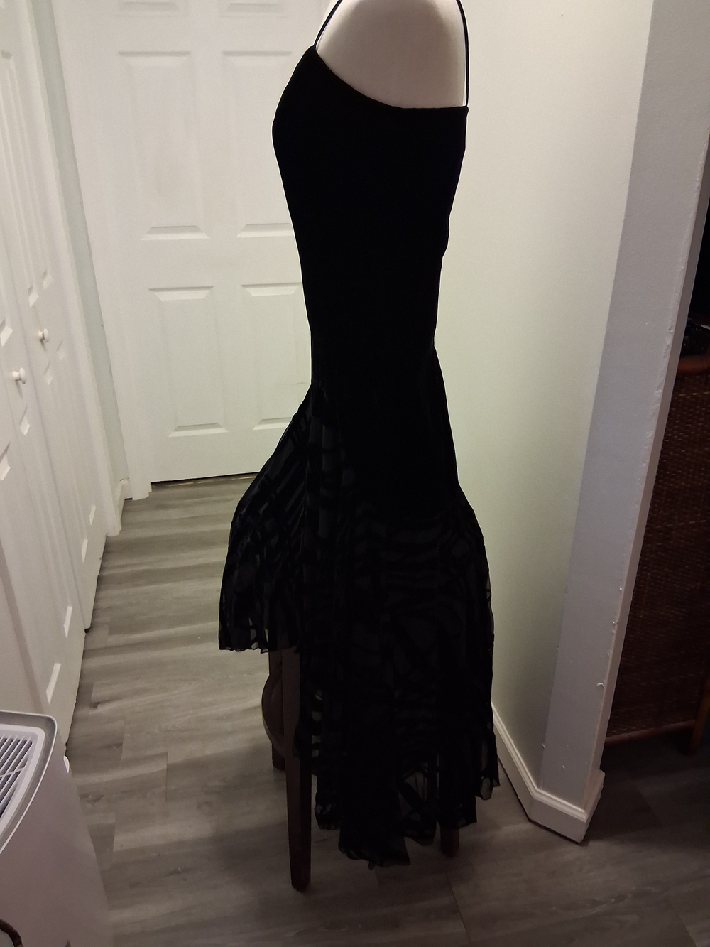 Cache Black Velvet & Sheer Asymmetrical Slip Dress - Picture 3 of 8